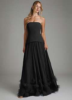 Azazie Alex Bridesmaid Dresses Black A-Line Corset Chiffon Dress image5