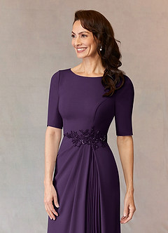 Azazie Joelle Mother of the Bride Dresses Plum A-Line Sequins Stretch Crepe Dress image5