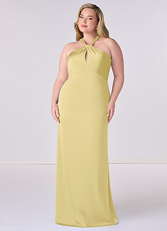 Barbie ♥ Azazie Bridesmaid Dresses Lemon Sorbet Sheath Stretch Satin Dress image7