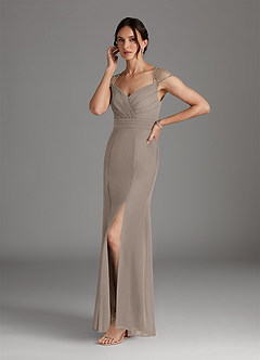 Azazie Blanchett Mother of the Bride Dresses Taupe Mermaid Sequins Chiffon Dress image4