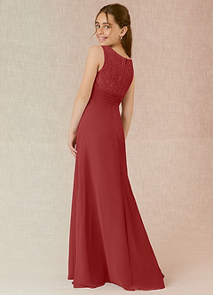 Azazie Snow Junior Abito A-Line in Chiffon Pizzo Ruggine image2