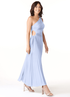 Azazie Kirra At-home Try On Dresses Wisteria A-Line One Shoulder Chiffon Dress image3