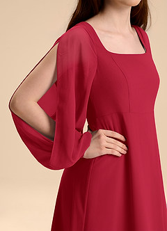 Azazie Bondi Junior Scarlet A-Line Blouson Chiffon Dress image8