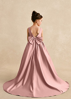 Azazie Mimia Flower Girl Dresses Rose Gold A-Line Bow Matte Satin Dress image2