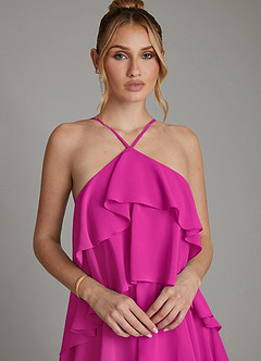 Azazie Deena Bridesmaid Dresses Fuchsia A-Line Ruched Chiffon Dress image3