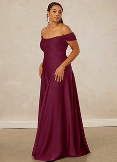 Christian Siriano Bridal for Azazie 1002 Bridesmaid Dresses Mulberry A-Line Off the Shoulder Stretch Satin Convertible Dress image12