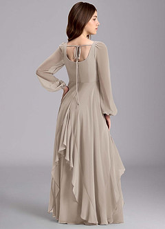 Azazie Clara Junior Abito A-Line in Chiffon Blusa Gelo image8