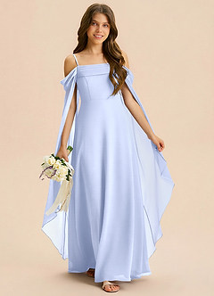 Azazie Moana Junior A-Linie Plissee Chiffon Kleid Eis image3