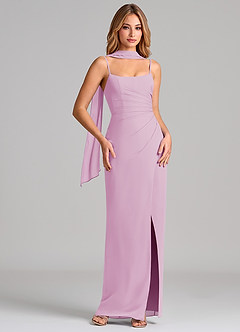 Azazie Calandra Suknie dla druhen Osłona Pofałdowany Szyfon Do ziemi Sukienka image1