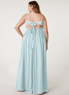 Azazie Zeya Bridesmaid Dresses Mist A-Line V-Neck Pleated Chiffon Dress image7