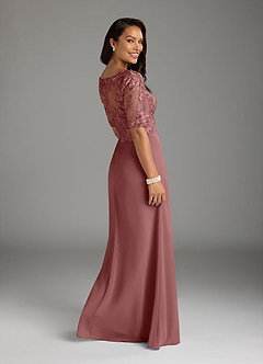 Azazie Amedeus Mother of the Bride Dresses Desert Rose A-Line V-Neck Lace Chiffon Dress image2
