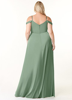 Azazie Ocean Brautjungfernkleider A-Linie V-Hals Gefaltet Stretch-Satin Kleid Matcha image7