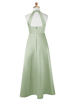 Azazie Laurel Junior Robe Trapèze en Mat Satiné Vert Sauge image7