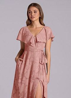 Azazie Lainey Bridesmaid Dresses Rosette A-Line with Pockets Floral Burnout Dress image7