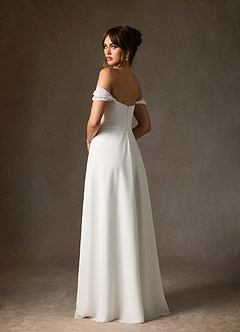 Azazie Zadie Wedding Dresses Diamond White A-Line Off the Shoulder Chiffon Dress image2