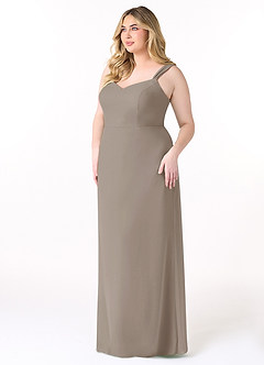 Azazie Denice Vestidos de damas de honor Vestido de Gris Pardo de Gasa de Recto con Plisado image11