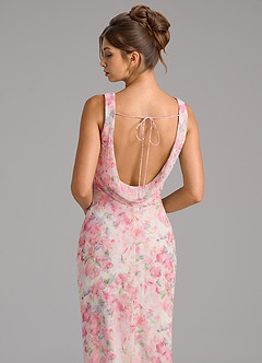 Azazie Rylina Bridesmaid Dresses Abstract Watercolor Floral Mermaid Pleated Chiffon Dress image2