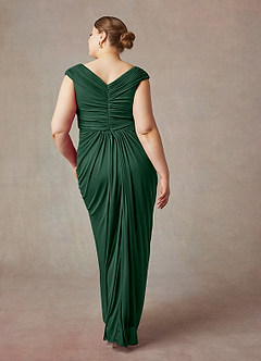 Azazie Lisolette Mère de la mariée Robes Robe Fourreau en Maille Plissée Vert Foncé image10