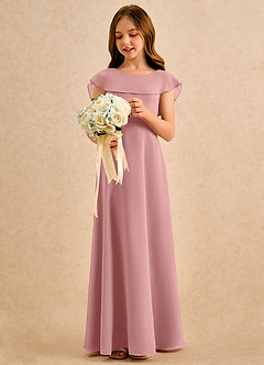 Azazie Kittie Girls Formal Flower Girl Dresses Dusty Rose A-Line Chiffon Dress image3