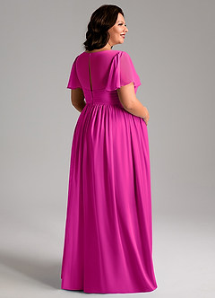 Azazie Verna Brautjungfernkleider für Schwangere A-Linie V-Hals Gerüscht Chiffon Bodenlänge Kleid image8