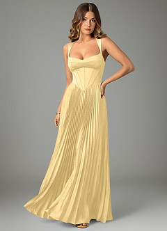 Azazie Avenelle Robes de demoiselle d'honneur Robe Trapèze en Satin extensible Corset Beurre image1