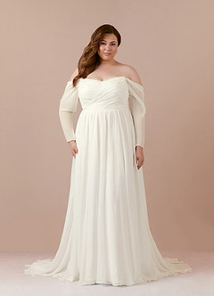 Azazie Lilith Wedding Dresses Cream A-Line Sweetheart lace Chiffon Dress image6