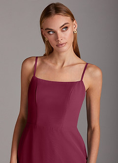 Azazie Tayla Bridesmaid Dresses Mulberry Sheath Square Neckline Chiffon Dress image5