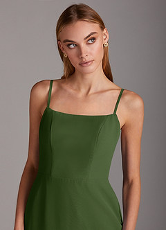 Azazie Tayla Bridesmaid Dresses Olive Sheath Square Neckline Chiffon Dress image5