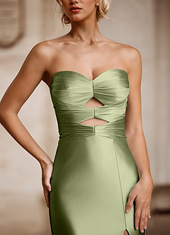 Aelina Menthe Verte Robe de bal en satin à corset découpé image10