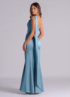 Azazie Inara Brautjungfernkleider Meerjungfrau-Linie Plissee Stretch-Satin Kleid Stahlblau image6