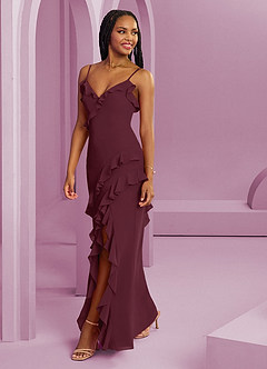 Barbie ♥ Azazie Vestidos de damas de honor Vestido de Cabernet de Gasa de Corte Recto image1