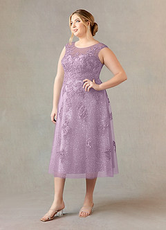 Azazie Flynn Mother of the Bride Dresses Wisteria A-Line Boatneck Lace Tulle Dress image8