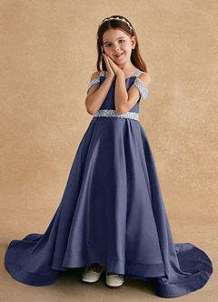 Azazie Jodi Flower Girl Dresses Stormy A-Line Matte Satin Dress image5