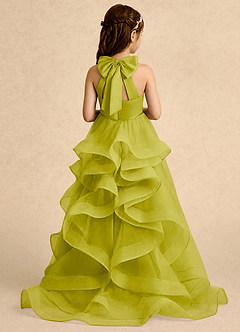 Azazie Emie vestidos de niña de las flores Vestido Hierba De Limón de Tul de Línea A con Plisado image1