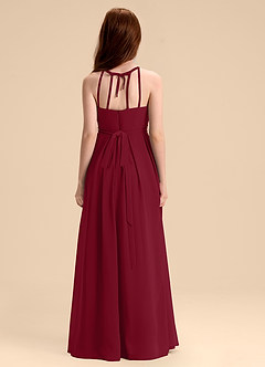 Azazie Arianthe Junior Abito A-Line in Chiffon Plissettato Borgogna image5