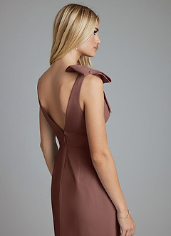 Azazie Taro Final Sale Agave Sheath Bow Chiffon Dress image3