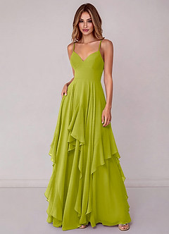 Azazie Zaina Brautjungfernkleider A-Linie Chiffon Kleid Zitronengras image3