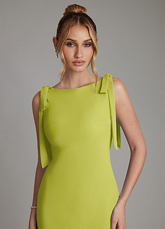 Azazie Luddie Bridesmaid Dresses Lemongrass Mermaid Bow Chiffon Dress image3