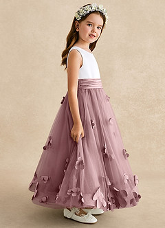 Azazie Vi Flower Girl Dresses Dusty Rose A-Line Sleeveless Tulle Dress image7