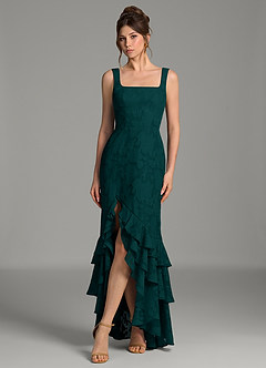 Azazie Apolline Bridesmaid Dresses Pine Mermaid Corset Floral Burnout Dress image1