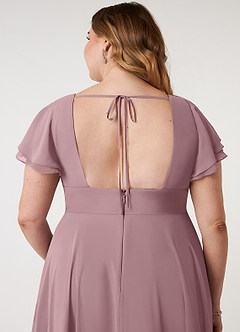 Azazie Ashika Final Sale Dusty Blue A-Line V-neck Ruched Chiffon Dress image14