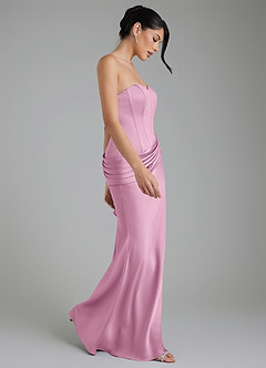 Azazie Draya Bridesmaid Dresses Candy Pink Mermaid Strapless Stretch Satin Dress image6