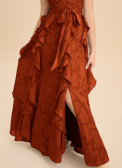 Azazie Peyton Junior Abito A-Line in Burnout Floreale Plissettato Paprika image8