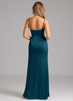 Azazie Aimee Bridesmaid Dresses Ink Blue A-Line Sweetheart Neckline Stretch Satin Dress image2