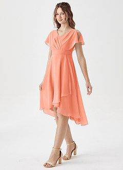 Azazie Graciela Junior Sunset A-Line Pleated Chiffon Dress image4