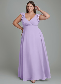 Azazie Leilani Bridesmaid Dresses Lilac A-Line Pleated Chiffon Dress image6