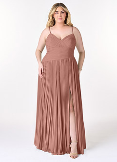 Azazie Vini Bridesmaid Dresses Cedar Rose A-Line V-Neck Pleated Chiffon Dress image7