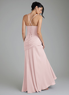 Azazie Toya Bridesmaid Dresses Blushing Pink A-Line Corset Chiffon Dress image7