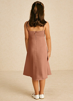 Azazie Zuzu Flower Girl Dresses Bronzer A-Line Spaghetti Strap Stretch Satin Dress image2