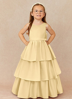 Azazie Margie Flower Girl Klänningar Klä A-Linje i Stretch Satin Rosett image2